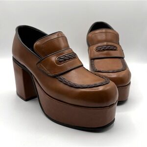 Vintage "RARE" FLAGG BRO'S Platform Shoes Men's Size 7 Brown Faux Leather